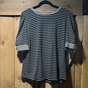 Nine Britton Black and White Striped Long Sleeve Top